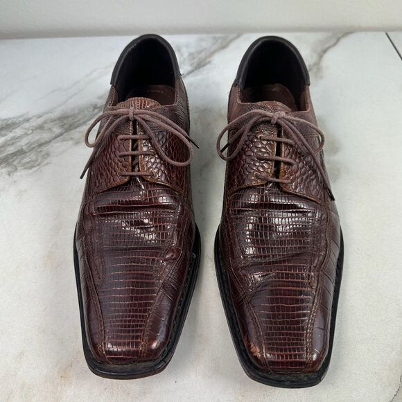 Stacy Adams Palladin Brown Snake Print Leather Bike Toe Oxford Dress Shoes, Sz 8 main image 4